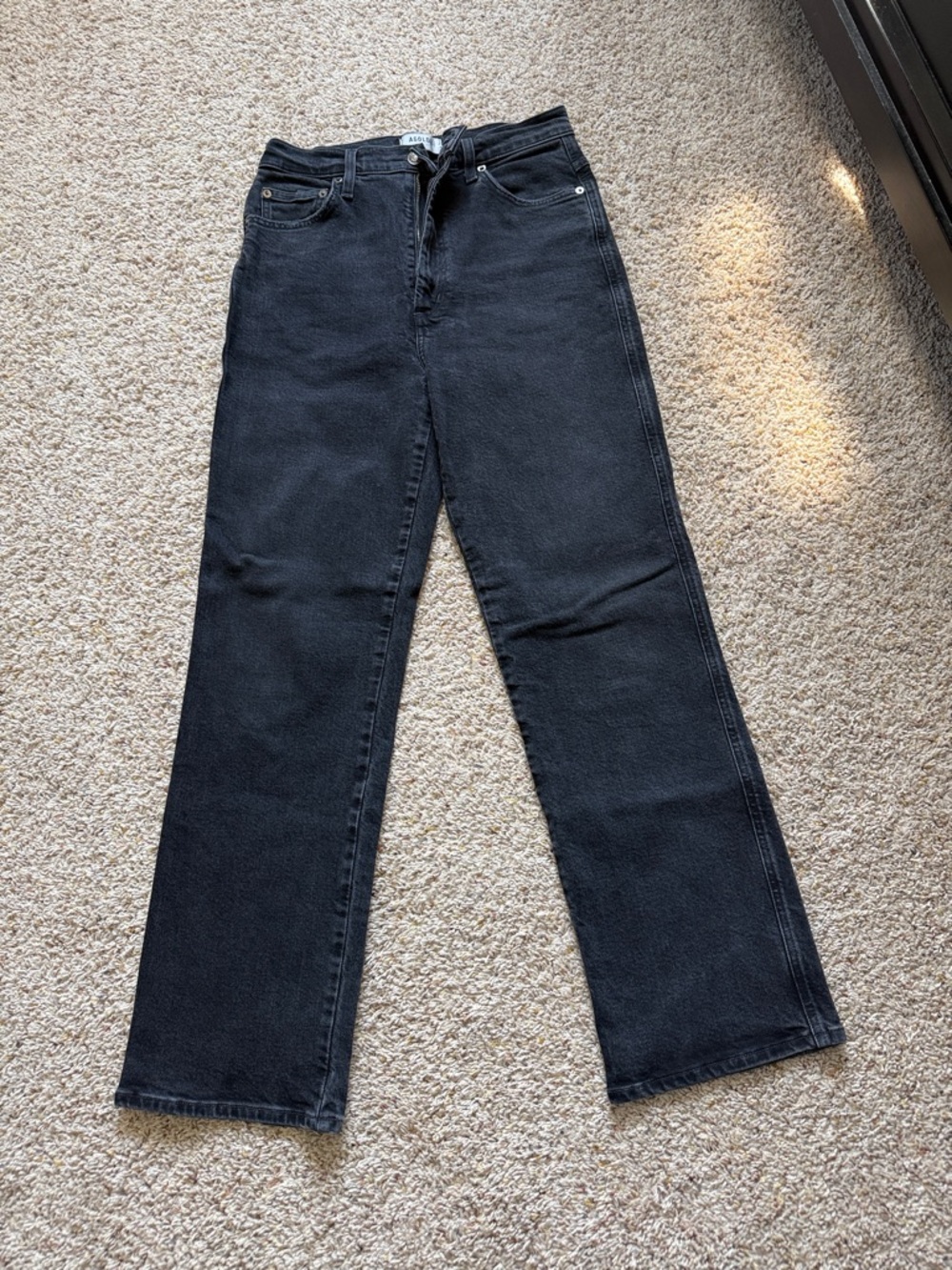 Black High-Rise Straight Jeans - Unbranded
